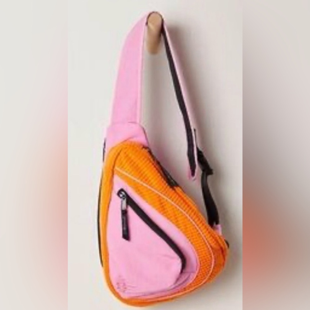 Free People Pink and Orange Crossbody Sling Bag